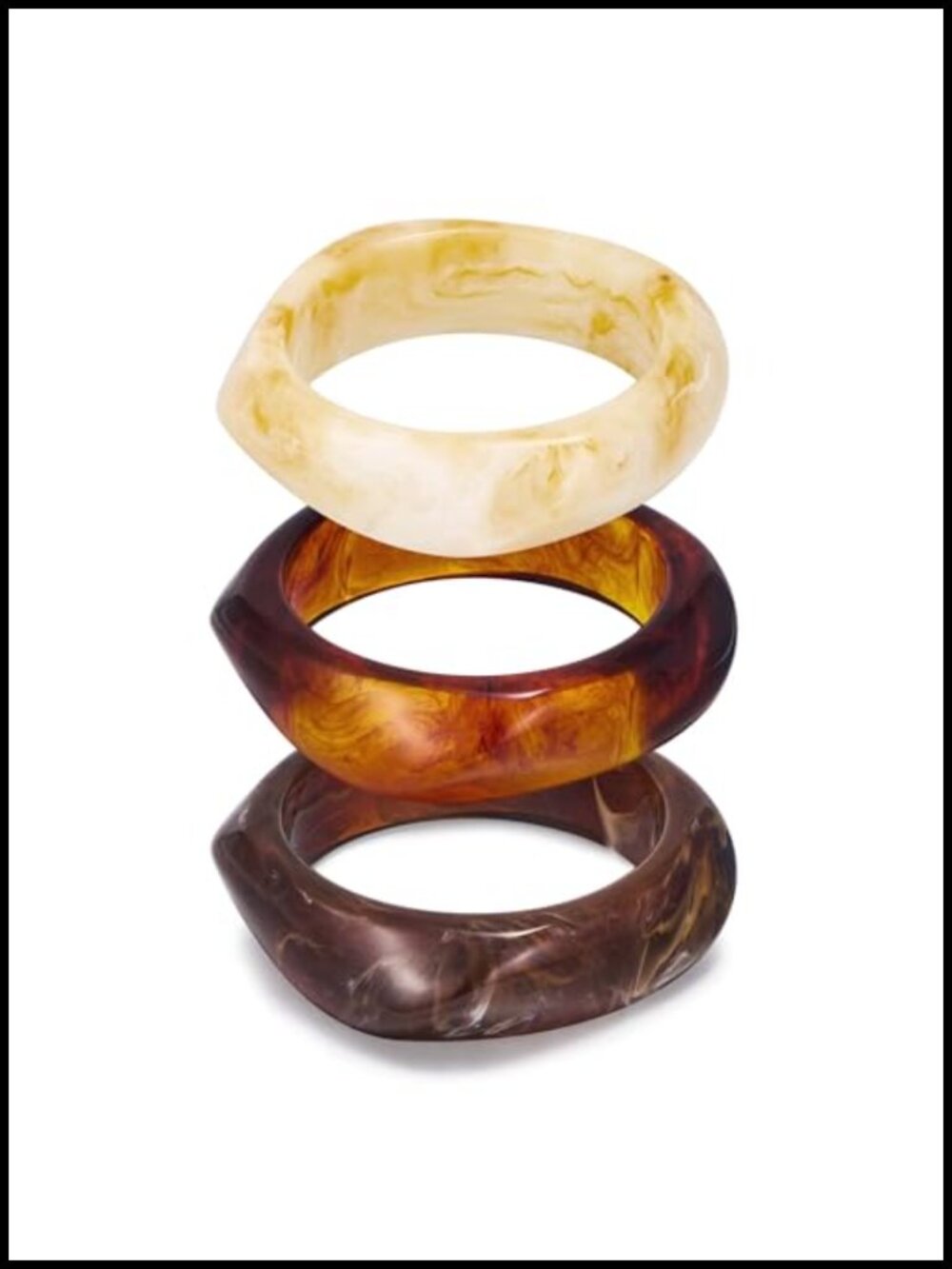 Chunky Acrylic Resin Bangle Bracelet Set for Women 3 PC Trendy Fashion Jewelry